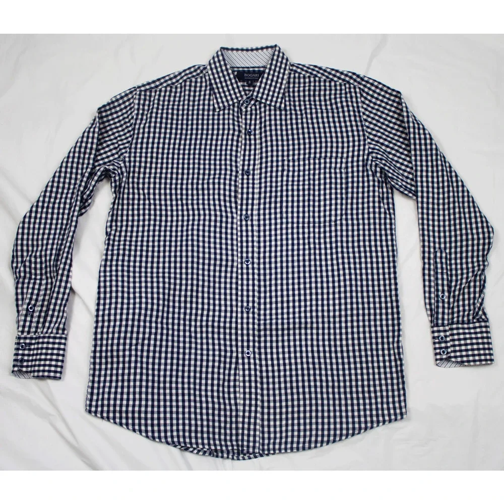 Bogari Men's Long Sleeve Button Front Flip Cuff Shirt Size Small‎